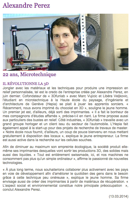 Alexandre J.E Perez — « Il révolutionne la 3D »