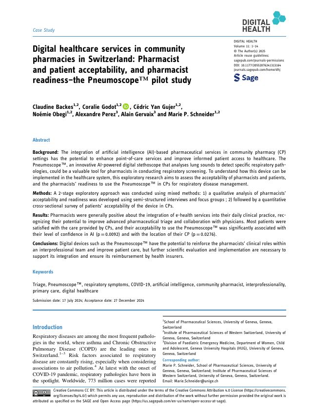 First page of the Pneumoscope pharmacy pilot study