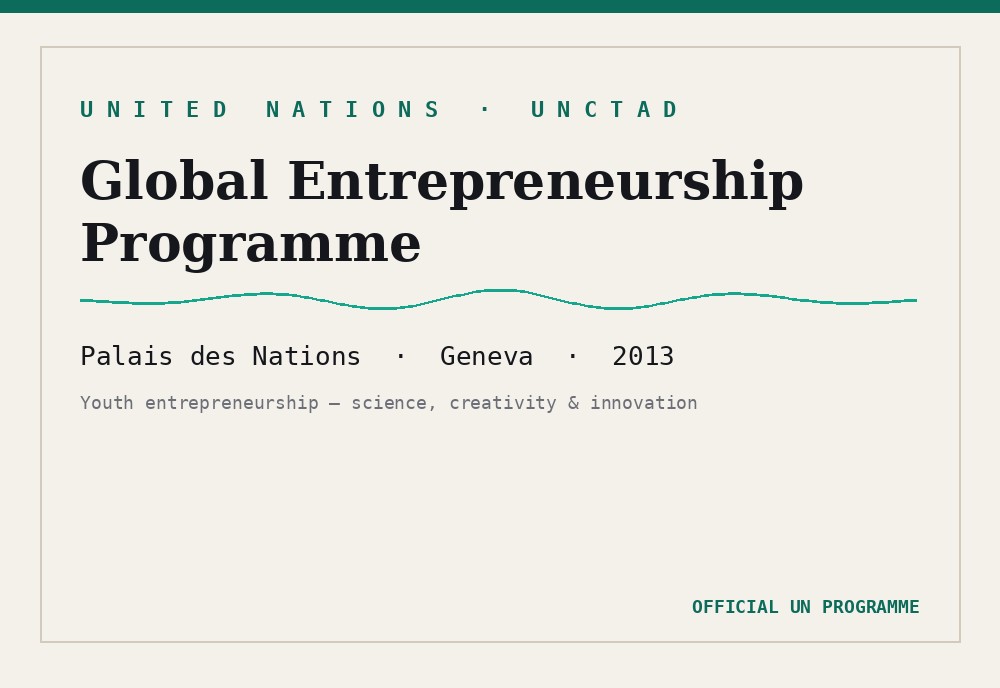 UNCTAD Global Entrepreneurship Programme 2013 — Palais des Nations, Geneva